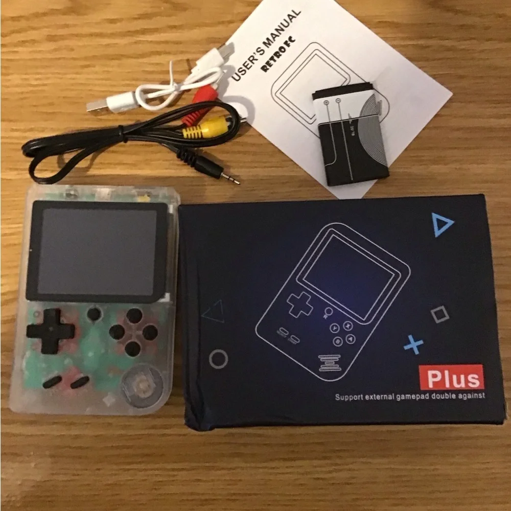Get 2 Retro Handheld Transparent Game Console 400 games can connect to TV